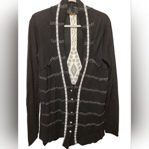 Free People Black and White Cardigan Sweater